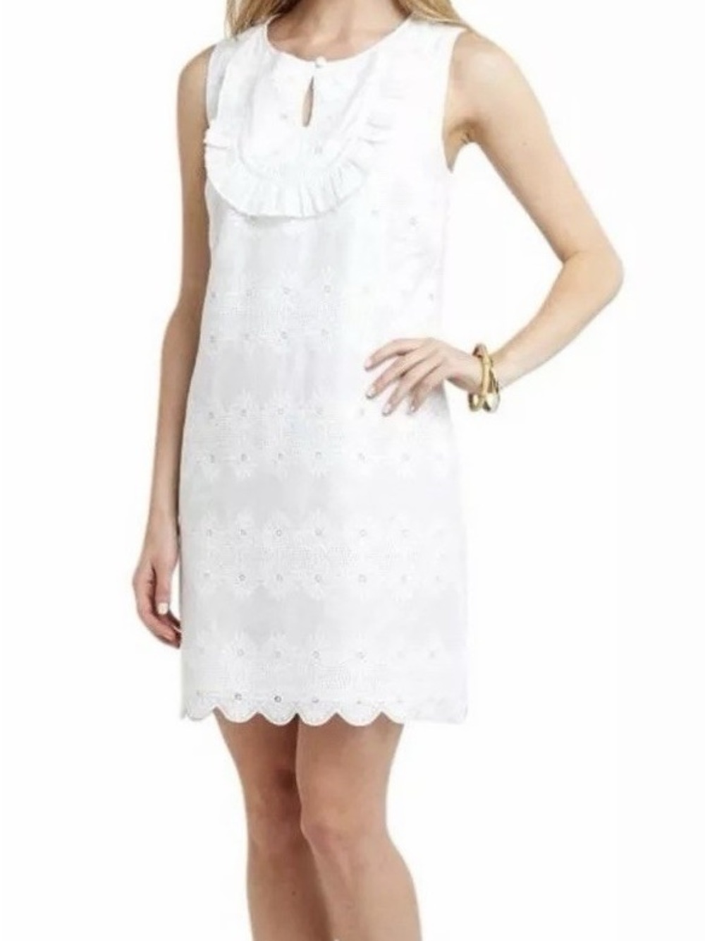 Vineyard Vines White Eyelet Ruffle Shift Dress